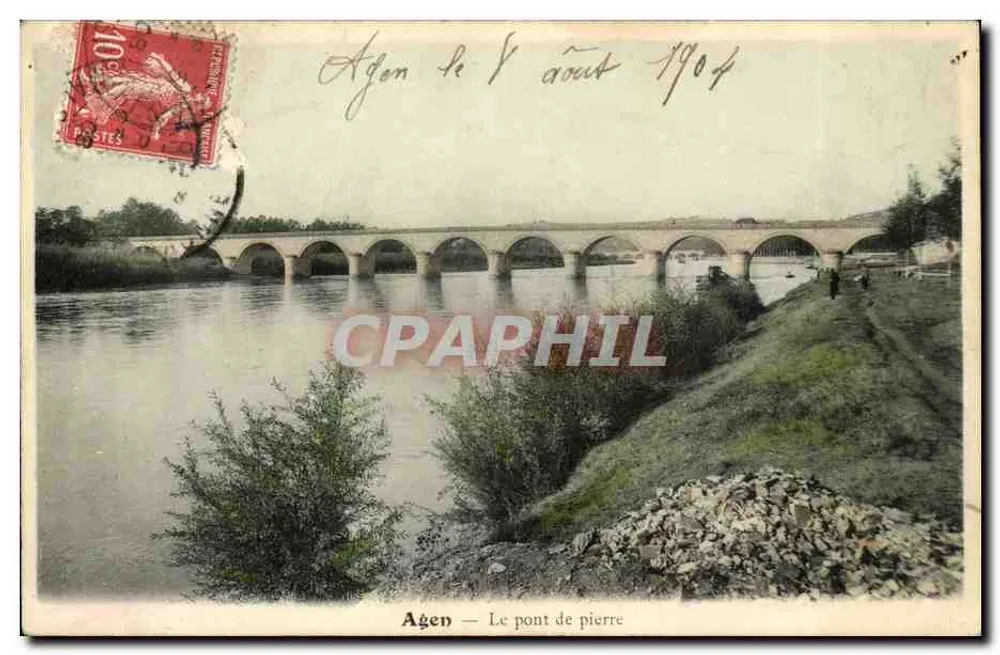 Agen — O ponte de pedra — editor não visível, número de série não visível - Frente