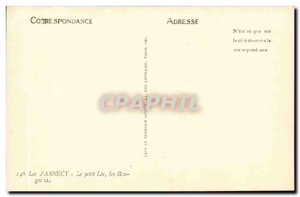 See Annecy — Der kleine See, die Bauges — Verlag Letellier, Nr. 146 - Rückseite
