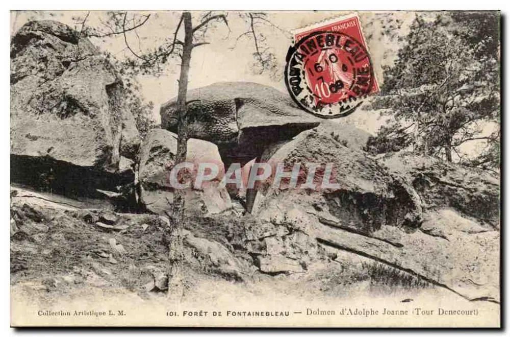 Wald von Fontainebleau — Dolmen von Adolphe Joanne (Tour Denecourt) — Künstlerische Sammlung L. M. - Vorderseite