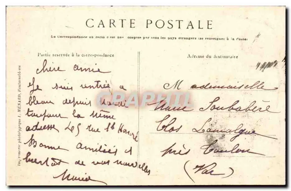 Wald von Fontainebleau — Dolmen von Adolphe Joanne (Tour Denecourt) — Künstlerische Sammlung L. M. - Rückseite
