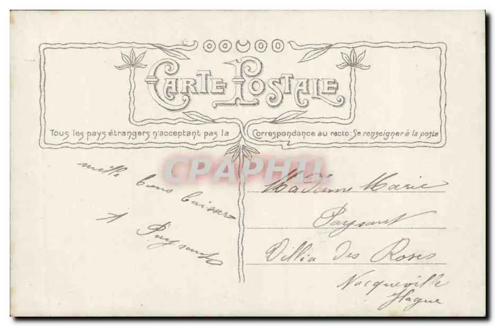 Frau im traditionellen Kleid — mit Blumenkorb — Verlag Coussent, Paris, n° 3703 - Rückseite