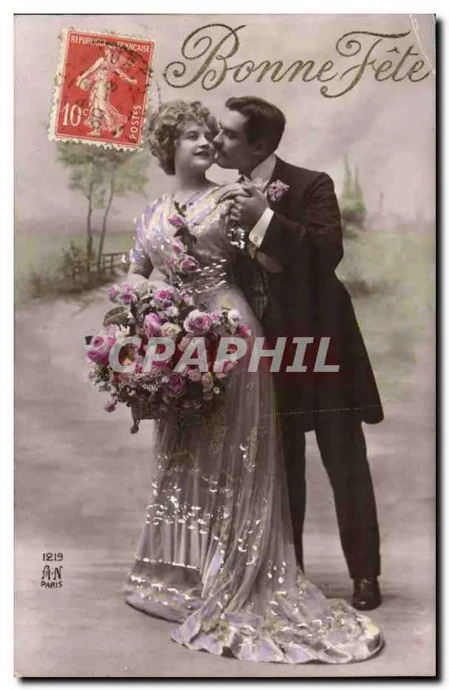 Paar in Abendkleidung — Frohe Geburtstagsgrüße — AN Paris n°1219 - Vorderseite