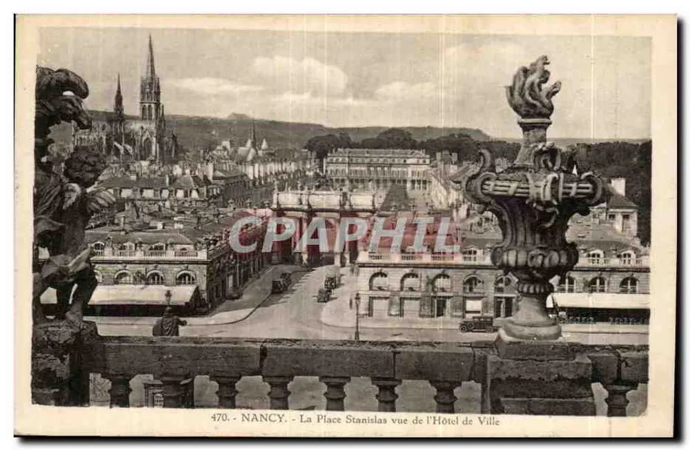 NANCY - Blick auf den Place Stanislas vom Rathaus aus — Kunstausgabe V. R. B., Nancy, Nr. 470 - Vorderseite