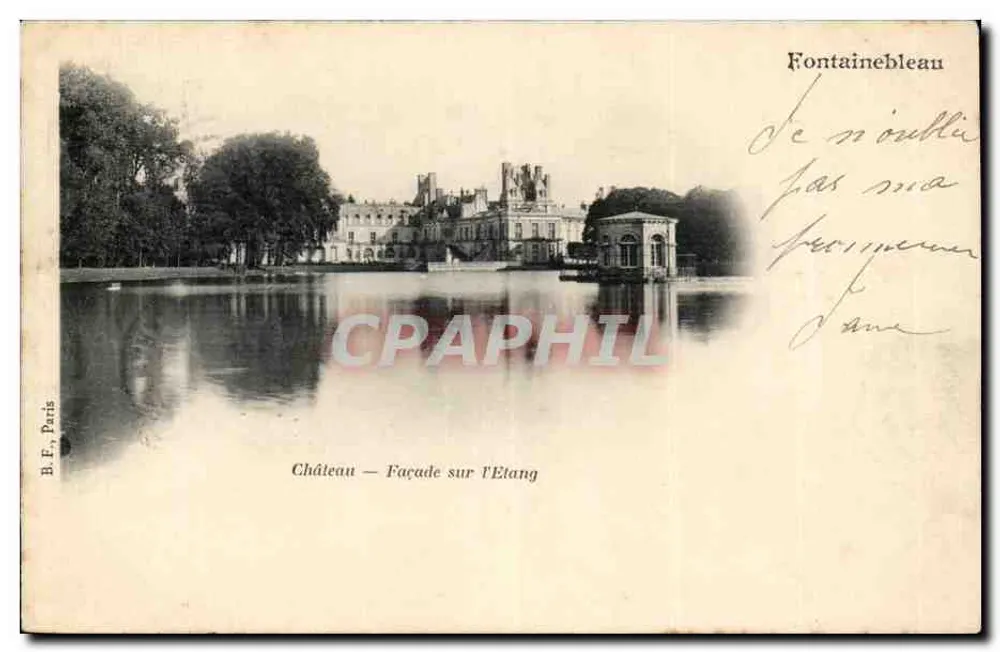 Schloss Fontainebleau — Fassade über den Teich — B.F. Paris - Vorderseite