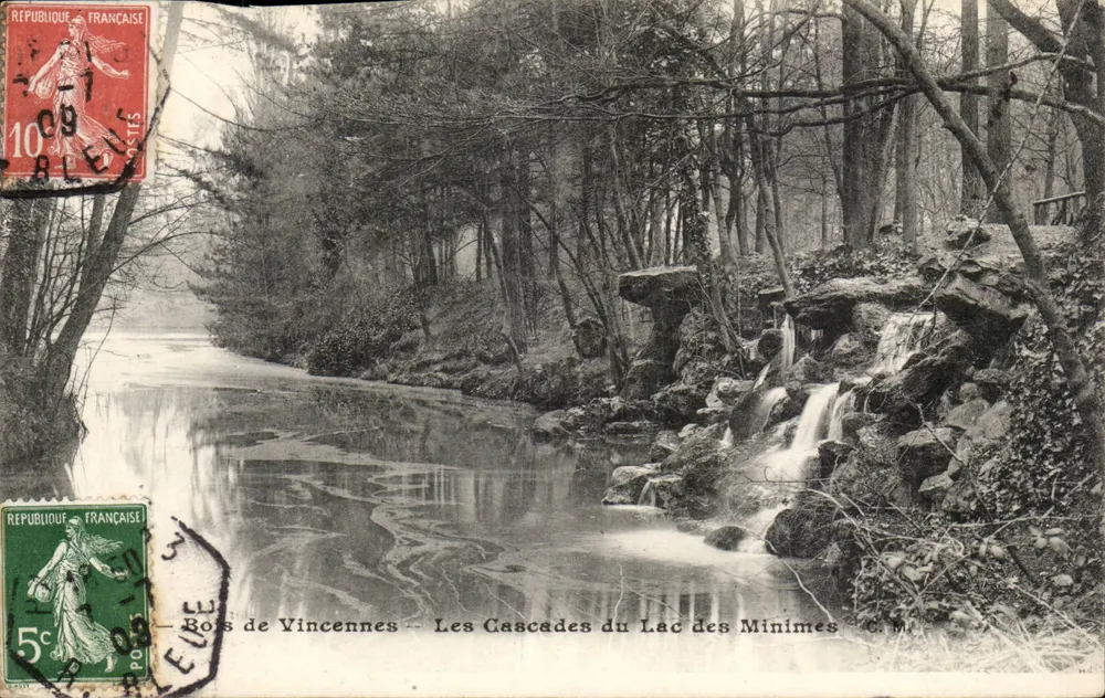 Bois de Vincennes — Die Cascades des Lac des Minimes — C. Mulcuit, phot. édit., Paris - Vorderseite