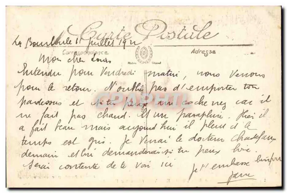 La Bourboule — Ansicht vom Seilbahnweg — Buchhandlung Darlais, place de la Victoire, LL - Rückseite