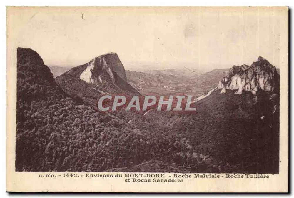 Um MONT-DORE - Roche Malviale, Roche Tuilière und Roche Sanadoire — a.d.o. - 1442 - Vorderseite