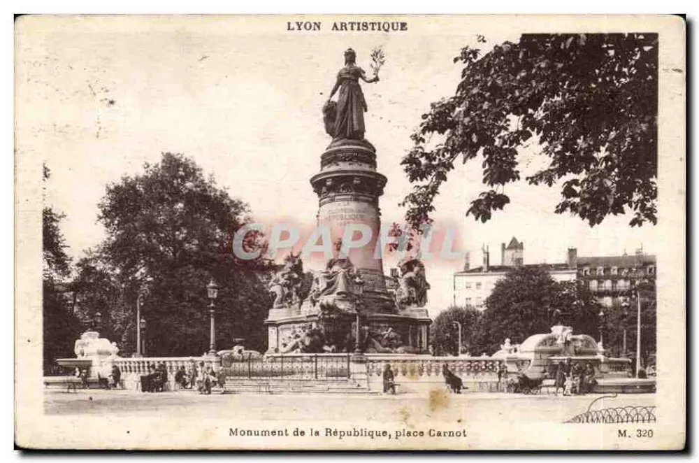 Monumento da República, praça Carnot — Lyon — Edição Lyon Artistique, n° M. 320 - Frente