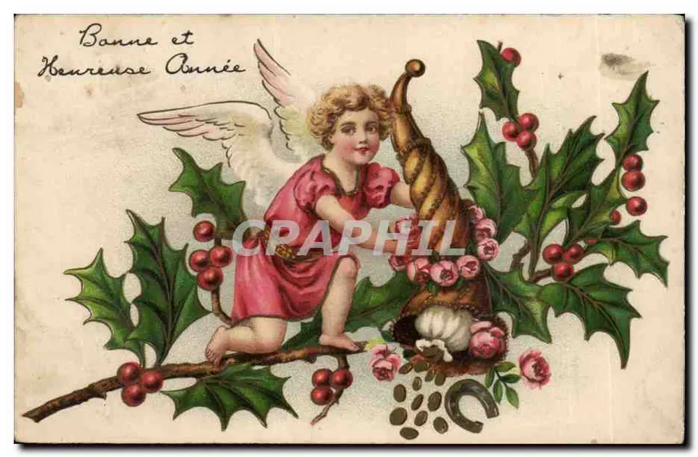 Weihnachts-Sucher — Engel mit Efeu — Verleger nicht sichtbar - Vorderseite