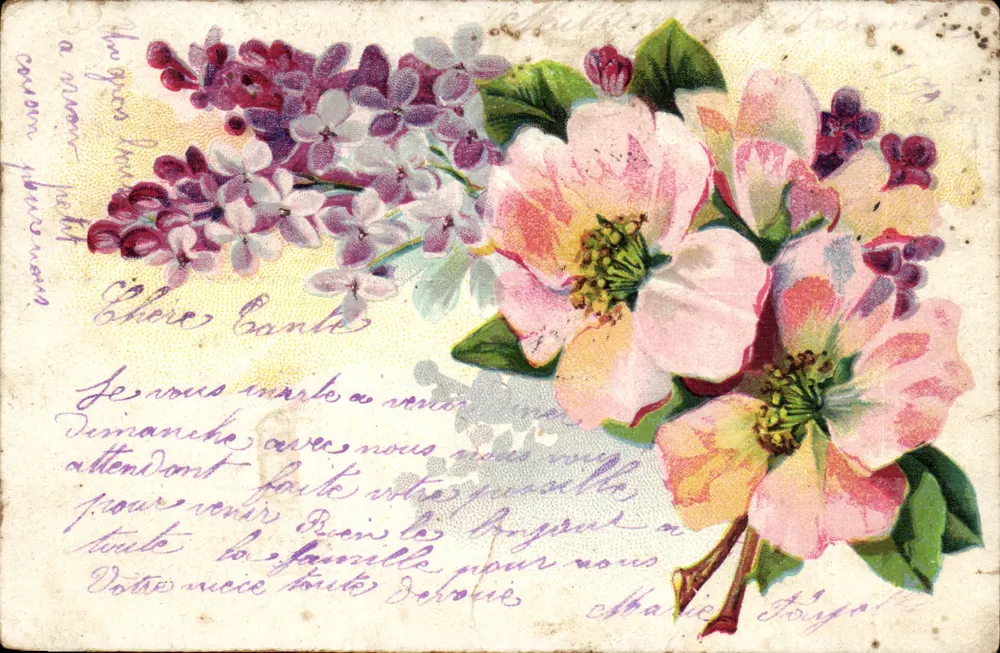 Lilien und Apfelblüten — unbekannter Verlag, Serie 2834 - Vorderseite