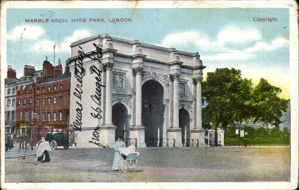 Marble Arch, Hyde Park, London — farbige Ansicht — Copyright - Vorderseite