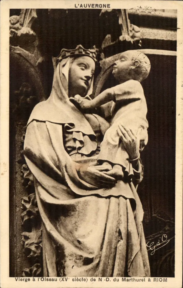 Maria mit Vogel (15. Jahrhundert) von N.-D. du Marthuret in Riom — Verlag G.d.O. - Vorderseite