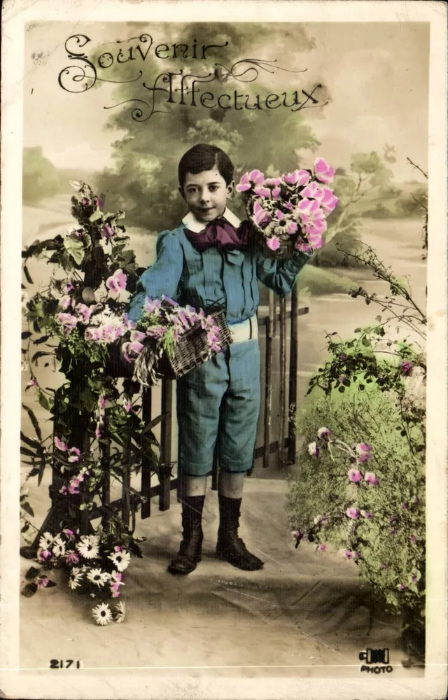 Criança com flores — Souvenir Affectueux — CLOON PHOTO n°2171 - Frente
