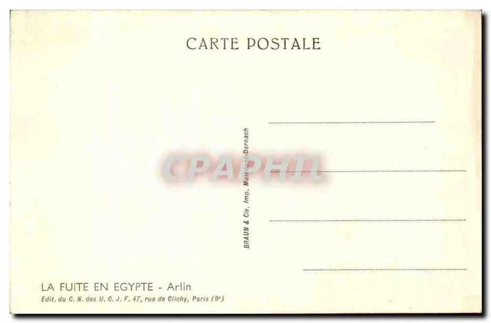 Die Flucht nach Ägypten — nächtliche Szene mit Engel — Verleger Braun & Cie, Paris - Rückseite