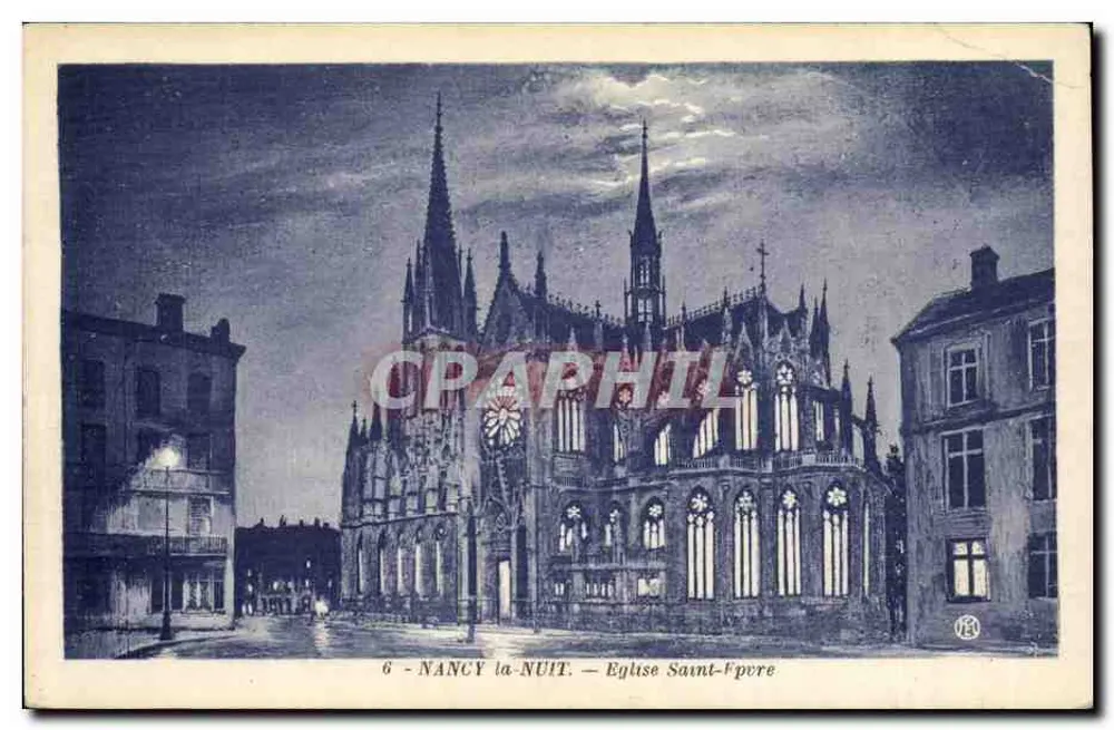 Nancy à Noite — Igreja de Saint-Pierre — Bilhete postal moderno n°6 - Frente