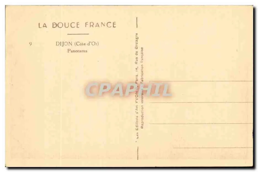 Dijon — Panorama — Éditions d'Art YVON, Paris - Verso