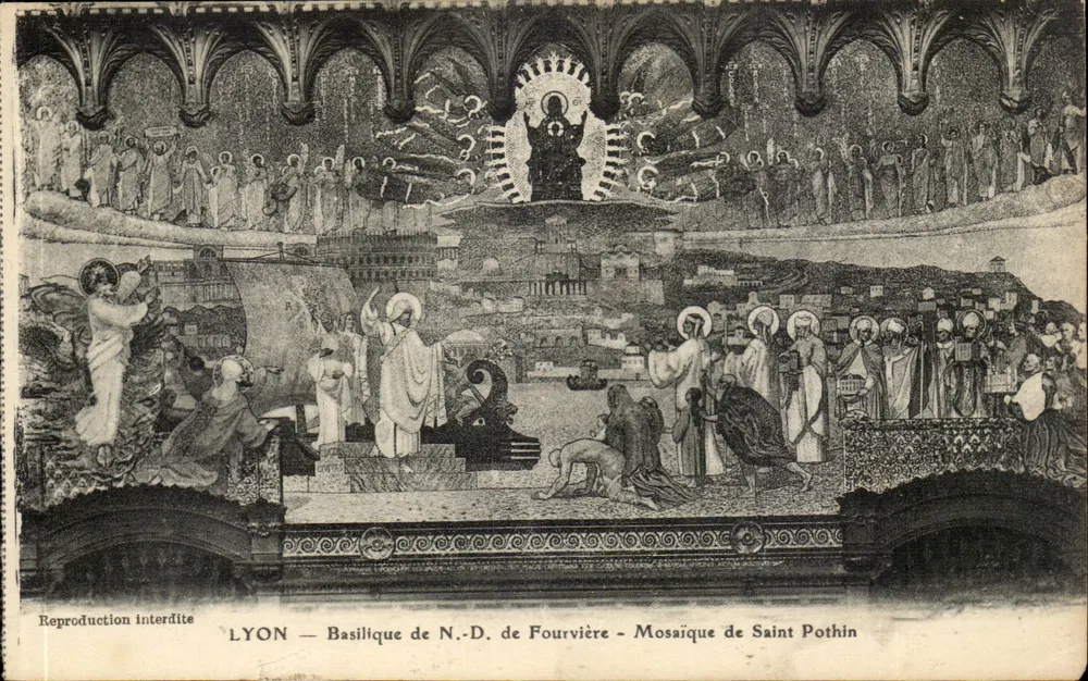 LYON — Basilika der hl. Jungfrau von Fourvière — Mosaik des hl. Pothin - Vorderseite