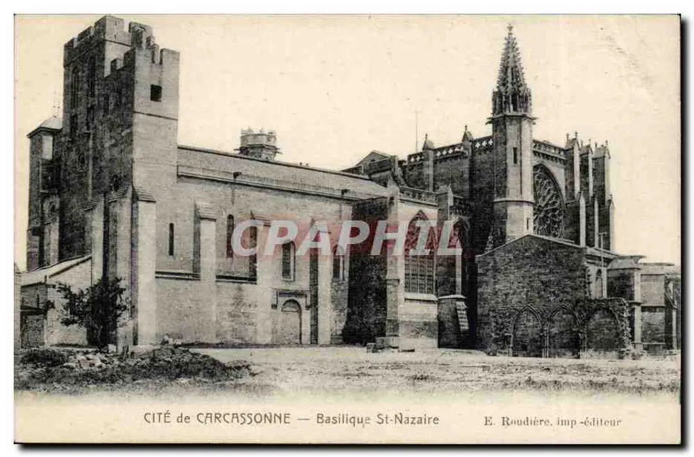 Cidade de Carcassonne — Basílica de São Nazário — E. Roudière, editor-imprensa - Frente