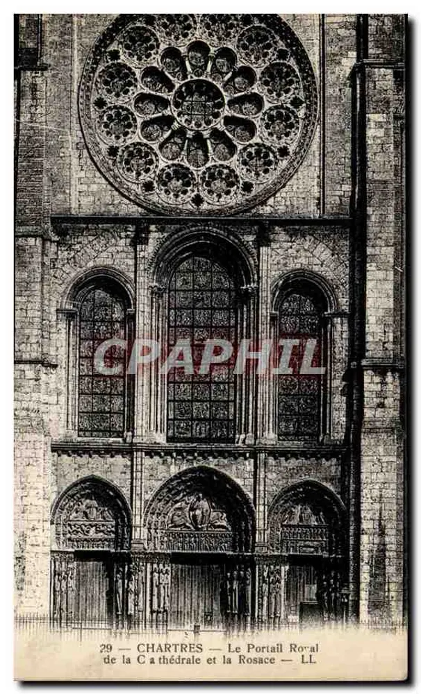 Chartres — Der Königstorbogen und das Rosenfenster — LL. — Verlag: Levy et Neurdein Réunis, Paris - Vorderseite