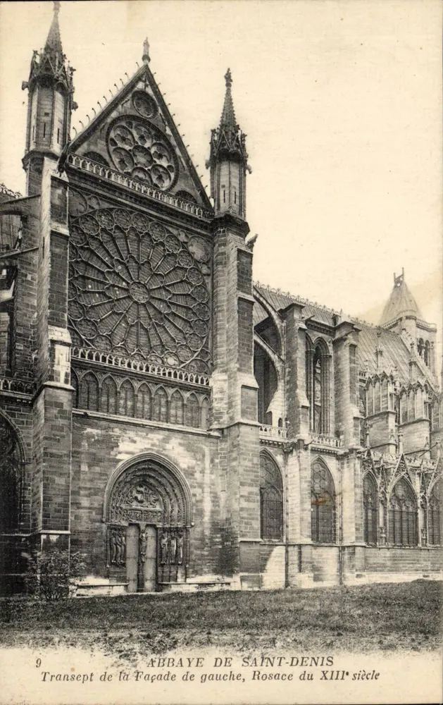 Abtei Saint-Denis — Transept der linken Fassade, Rosefenster des 13. Jahrhunderts — MR. ANDY METZGERIN CIE PARIS - Vorderseite