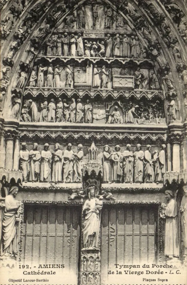 Amiens - Kathedrale - Tympan des Portals der Goldenen Jungfrau — Objektiv Lacour-Berthio, Nr. 192 - Vorderseite