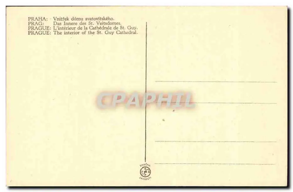 Innenansicht der Kathedrale Saint-Guy — Prag — Verlag Znáčna Zakoti - Rückseite