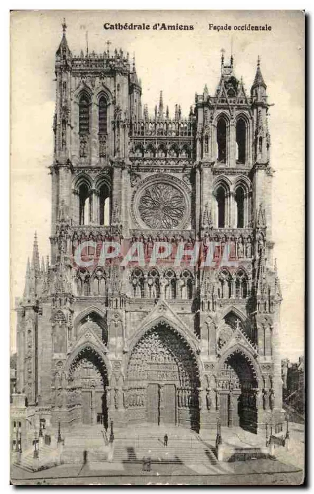 Catedral de Amiens — Fachaça ocidental — Coleção completa da Catedral de Amiens, edição regente, Agência Huard - Frente