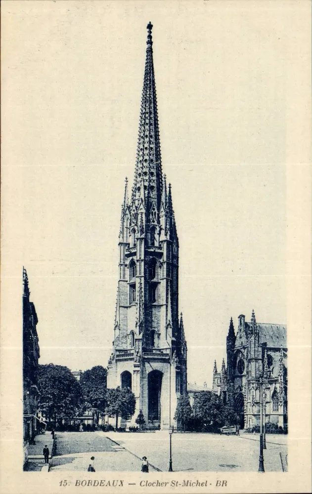 Bordeaux — Torre da Igreja de São Miguel — Bloc Frères, editores em Bordeaux, n°15 - Frente