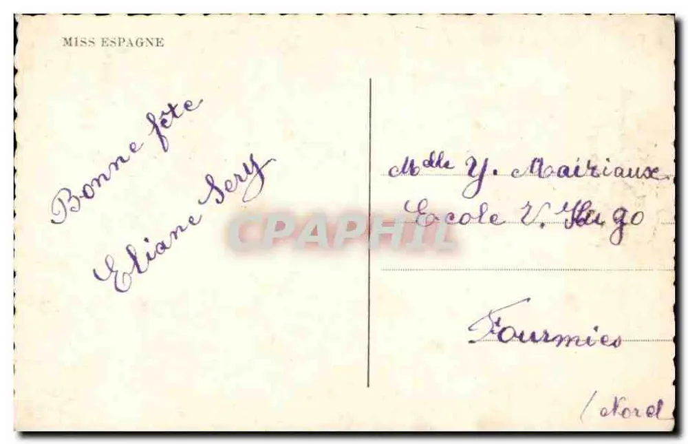 Miss Spanien — lächelndes Frauenporträt — Ray Noer n°3444 - Rückseite