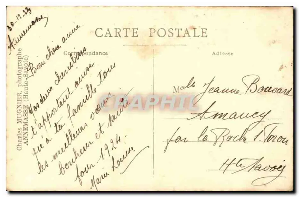 Zwei Kinder — Frohe Weihnachten — Charles Mugnier, Annemasse - Rückseite