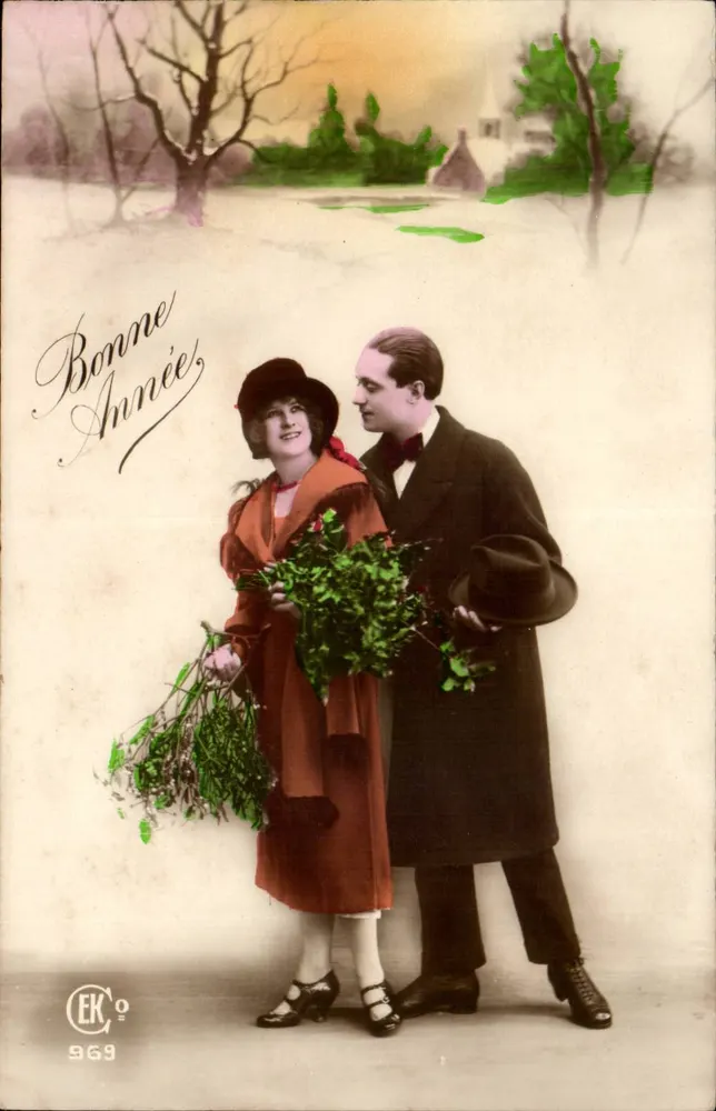 Paar in Winterkleidung — Frohe Neujahr — EKCo n° 969 - Vorderseite