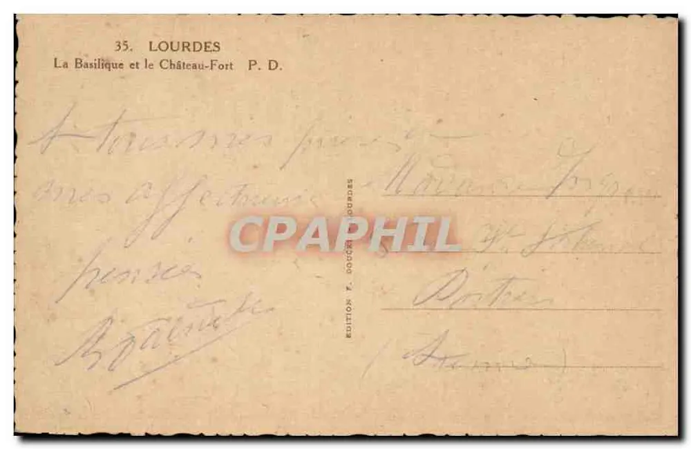 Lourdes — Die Basilika und das Schloss — Édition T. Rougier - Rückseite