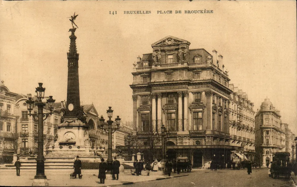 Brüssel - Place de Brouckère — monument mit Engelstatue — Verlag S.B.P. n°141 - Vorderseite