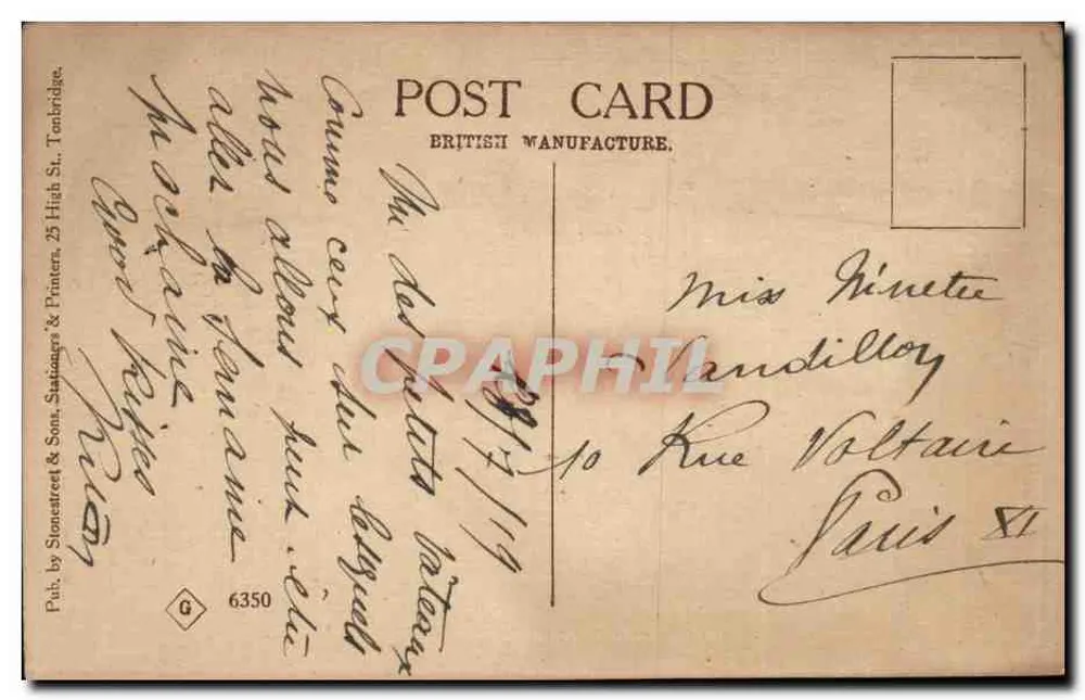 Ausblick auf den Fluss Tonbridge — Verlag Stonestreet & Sons, Nr. 6350 - Rückseite