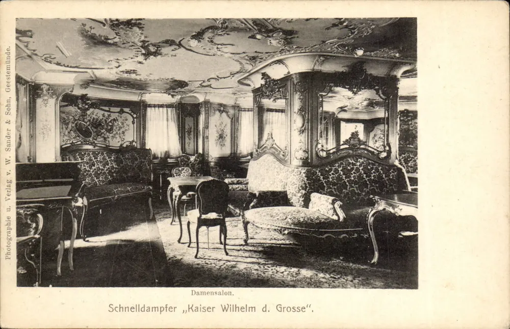 Ladies' Salon — Dampfer 'Kaiser Wilhelm d. Grosse' — Fotograf W. Sander & Sohn, Gestemünde - Vorderseite