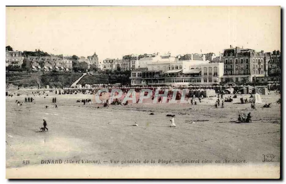 Dinard (Ille-et-Vilaine) — Vista geral da Praia — J. Thot, n° 818 - Frente
