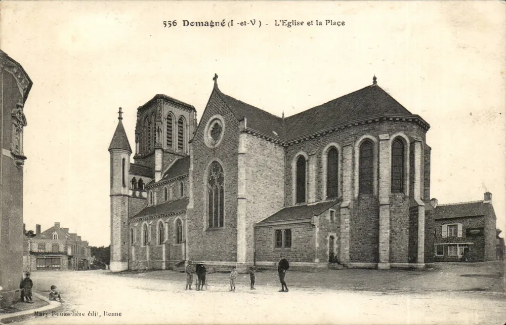 Domagné (I-et-V) - A Igreja e a Praça — Mary Boussellière editora, Rennes - Frente