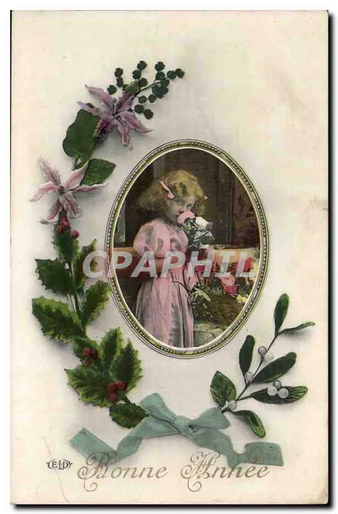 Mädchen in rosa Kleid — Blumendekoration — Celd - Vorderseite