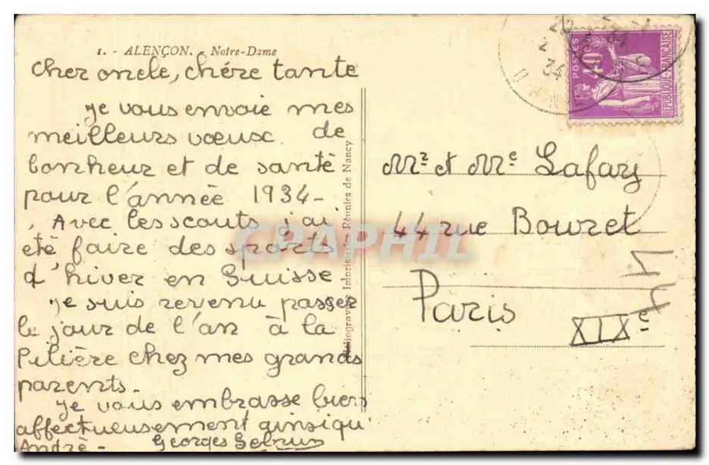 Alençon — Notre-Dame — Editora desconhecida, número de série não visível - Verso