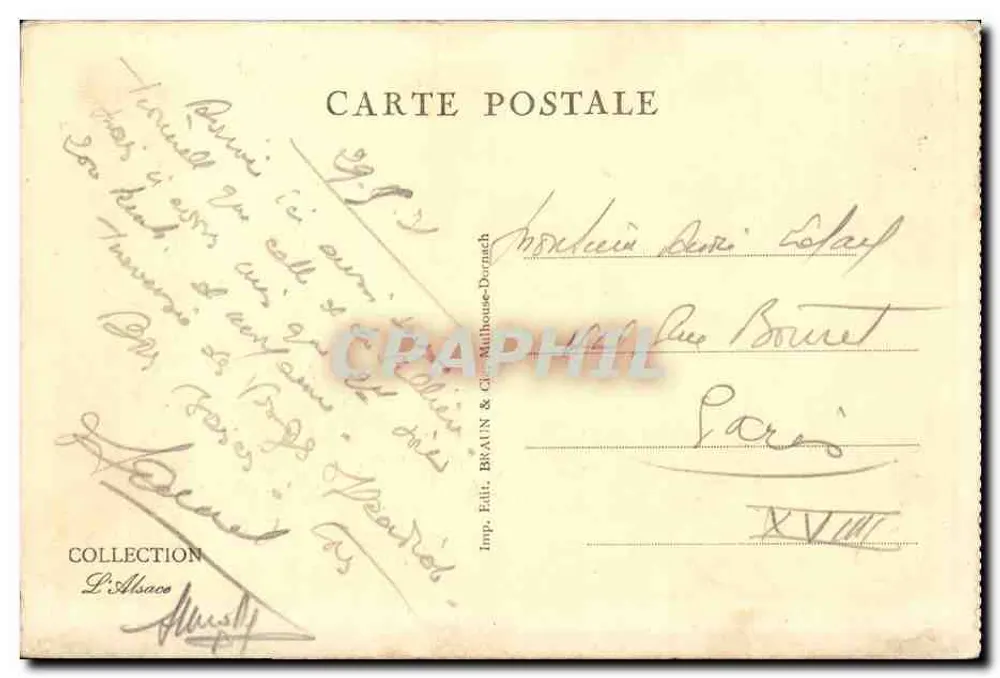 Strasbourg — Place Kléber — editor Braun & Cie, n° 871 - Verso