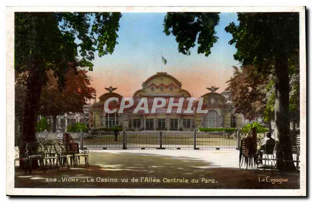 Vichy - Das Casino vom zentralen Weg des Parks aus gesehen — La Cigogne, n°308 - Vorderseite