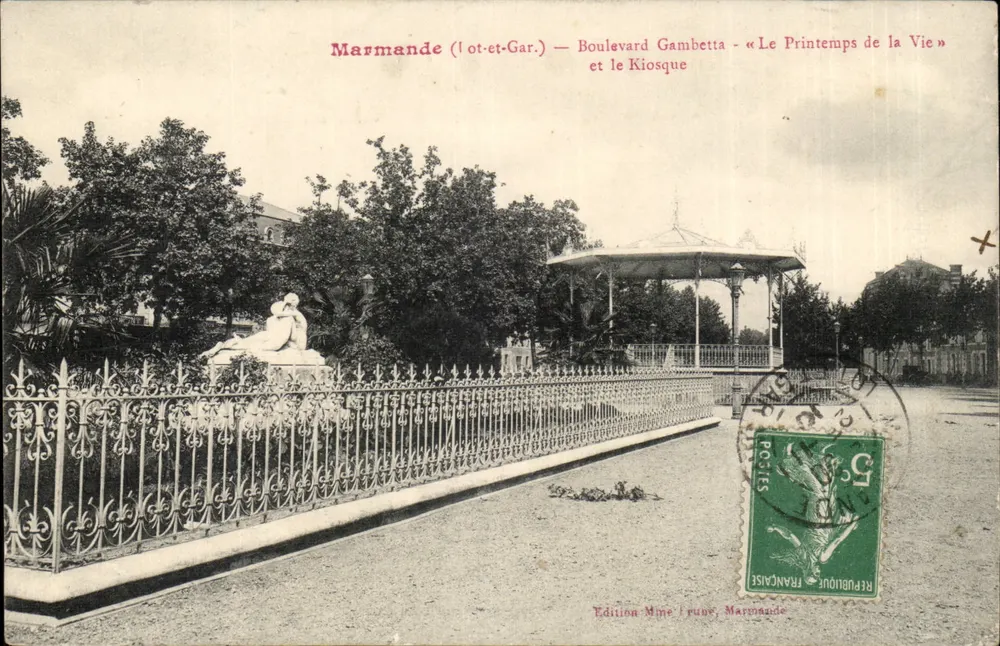 Marmande (Lot-et-Garonne) — Boulevard Gambetta und der Kiosk « Le Printemps de la Vie » — Édition Mine Truwe, Marmande - Vorderseite
