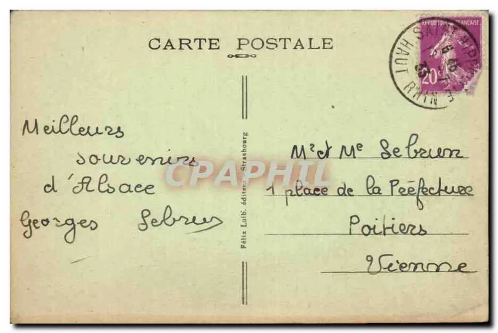 Strasbourg — Palácio do Reno — editor Félix Lub. n° 123 - Verso