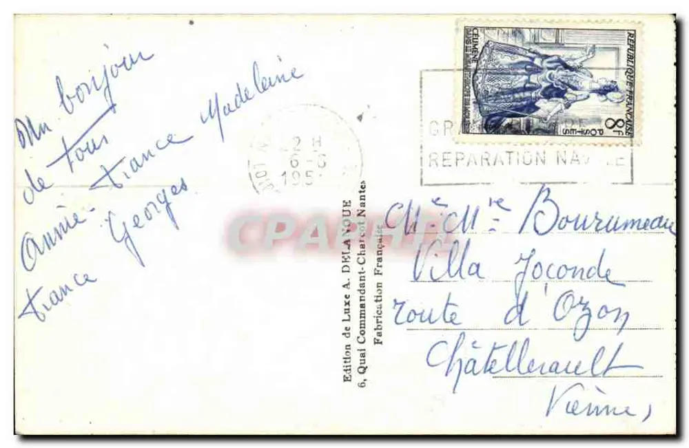 NANTES — Entrada do Castelo — Edição de Luxo A. DELA VOUE, n° 42 Bis - Verso
