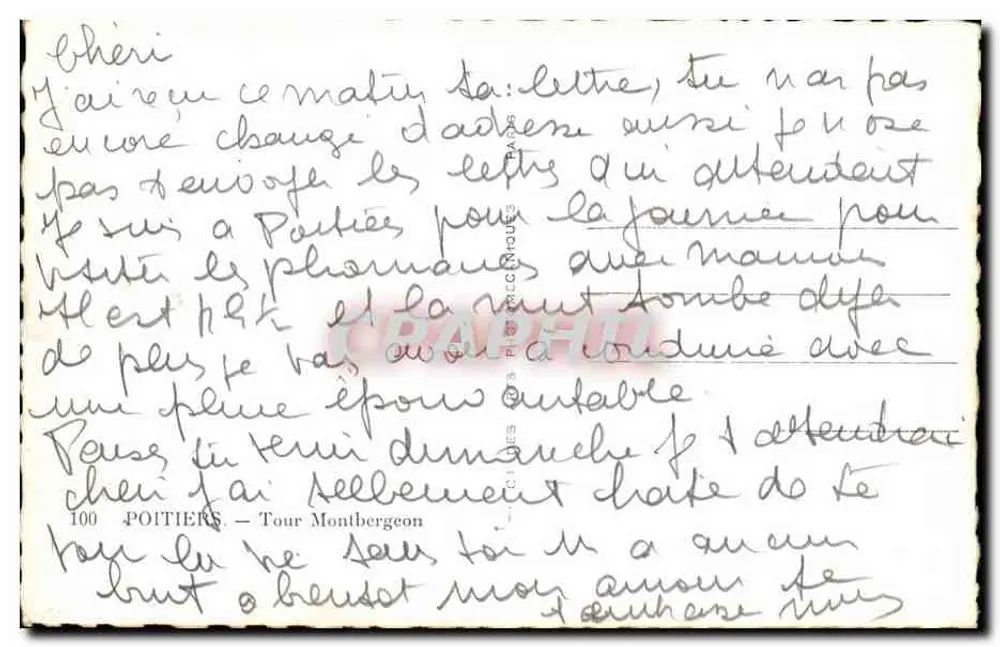 Tour Montbrégon — Poitiers — editore A.P. n°100 - Verso