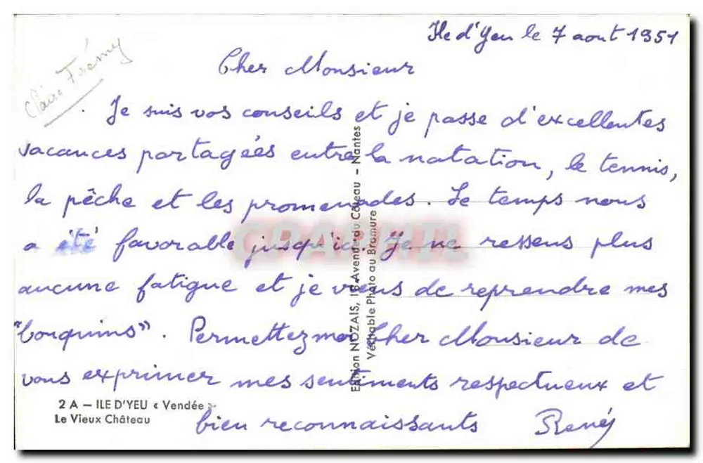 O Velho Castelo — Ilha de Yeu — Edição Nozaïs, 2 A - Verso
