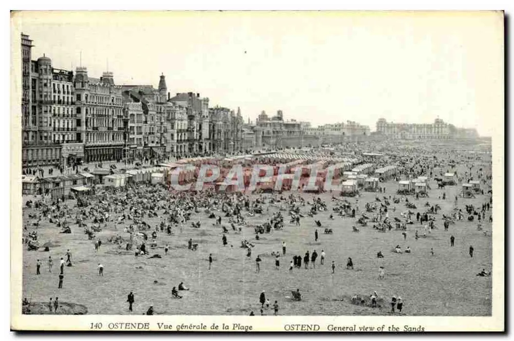 Ostend — Allgemeiner Blick auf den Strand — Photocarte 'Albert', Brüssel, Nr. 140 - Vorderseite
