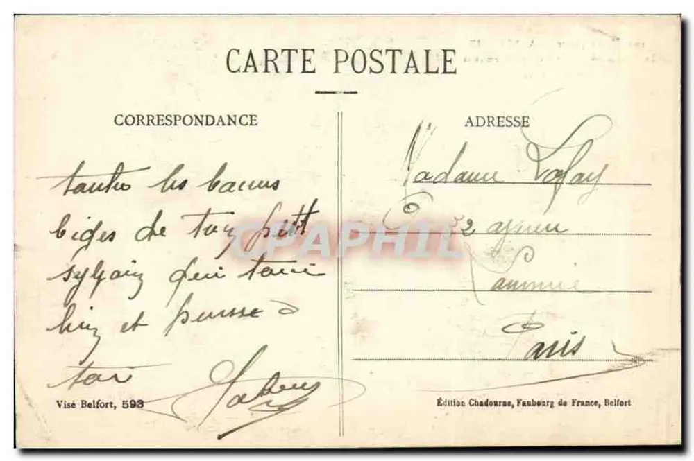 Dannemarie — Der von den Deutschen bombardierte Viadukt (31. Mai 1915) — Édition Chadorne, Faubourg de France, Belfort - Rückseite