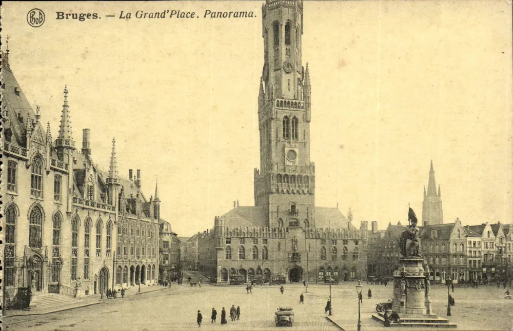 Brügge — Die Grand'Place. Panorama. — Verlag BOB - Vorderseite