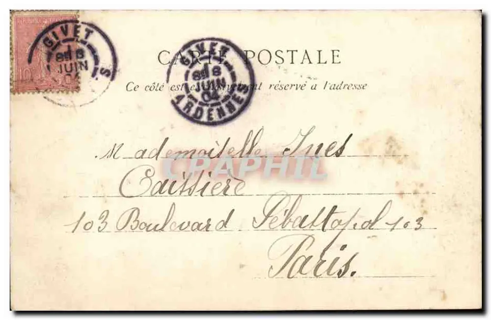 Vallée de la Meuse — GIVET — Le Fort de Charlemont — J. WINLING, Edit., Charleville - Rückseite